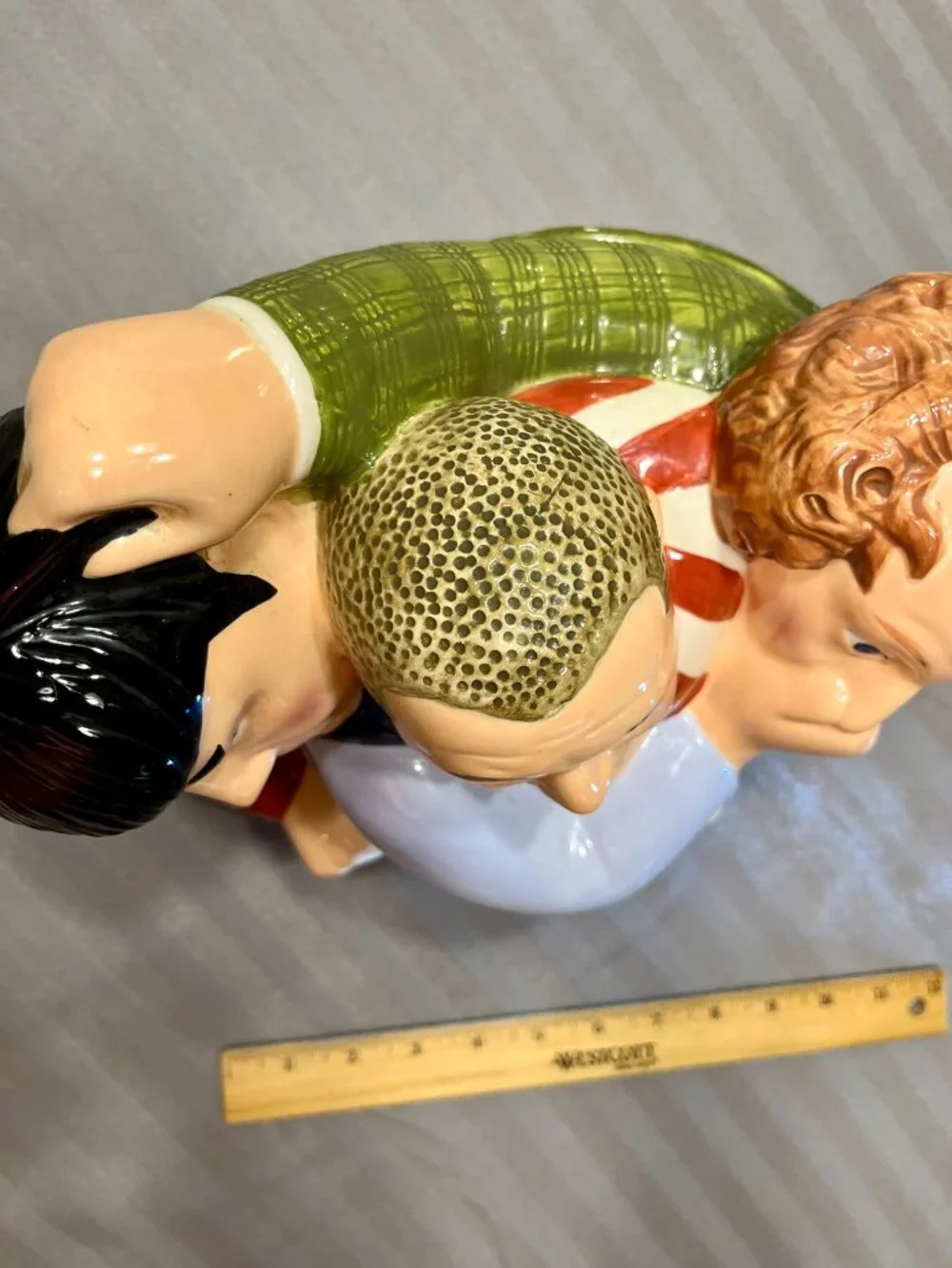 VTG 1997 The Three Stooges Cookie Jar Ceramic Clay Art Moe Larry Curly
